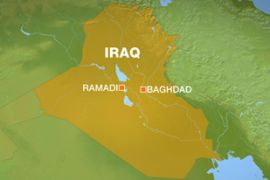 Map of Iraq showing Baghdad and Ramadi