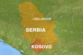 Map of Serbia showing Belgrade, Kosovo
