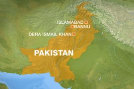 Map of Pakistan showing Bannu, Islamabad and Dera Ismail Khan