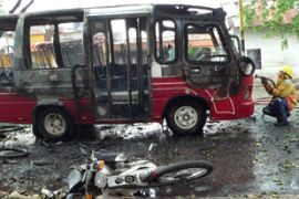 Blown up bus in Colombia