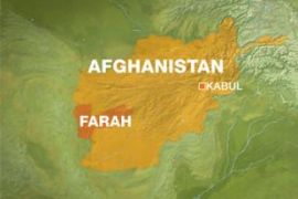 Map of Afghanistan showing region of Farah