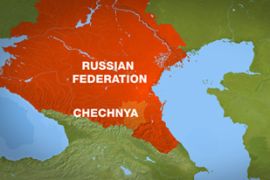 Map of Russia showing Chechnya