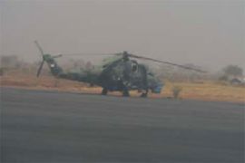 An Mi-24 attack helicopter (reg. n° 928) at Nyala airport in Darfur, March 2007 (copyright Amnesty International)