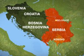 Map os Serbia, Kosovo, Bosnia and Herzegovina