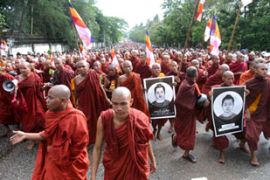Buddhist monks protest