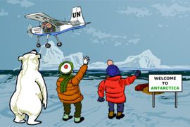 UN chief visits antarctica cartoon