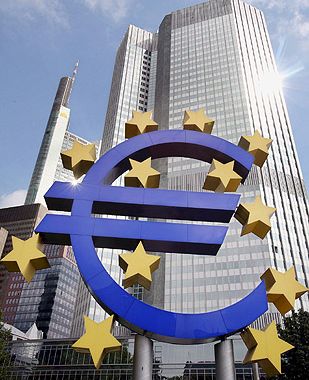 european central bank, euro sign logo
