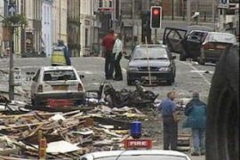 Aftermath of car bomb in Omagh, Northern Ireland, video still