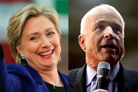 us elections, hillary clinton and john mccain composite