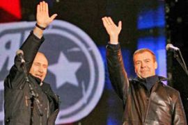 Putin and Medvedev victory