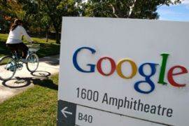 Google logo on sign at Google HQ