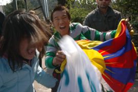 Tibet protesters in Greece