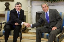 US President George W. Bush with British Prime Minister Gordon Brown