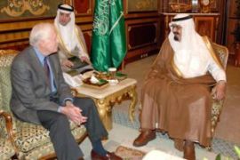 US president Jimmy Carter meeting with Saudi King Abdullah bin Abdul Aziz al-Saud in Riyadh