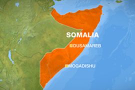 Somalia map - Dusamarreb and Mogadishu