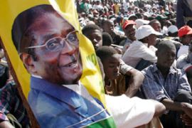 Mugabe poster at election rally
