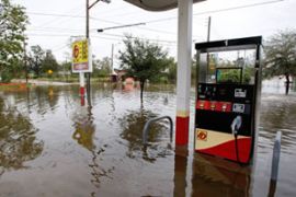Swamped petrol station in Houston