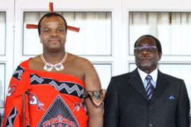 King Mswati III of Swaziland and Robbert Mugabe, Zimbabwe president