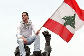 lebanese flag beirut lebanon protest