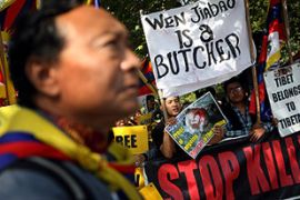 exiled tibetans stage protests