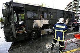 Athens protest, bus