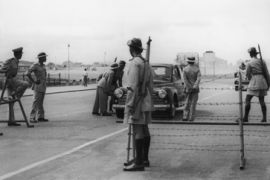 Police at a special roadblock, set up during the parliamentary debate on the Tamil Languages Bill, in Columbo, Sri Lanka, 11th August 1958. (Photo by Keystone/Hulton Archive/Getty Images)