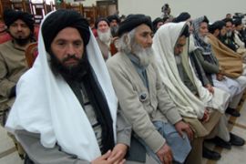 The delegation members of a pro-Taliban leader Soofi Mohammad