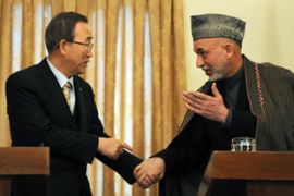 Ban Ki-moon and Hamid Karzai