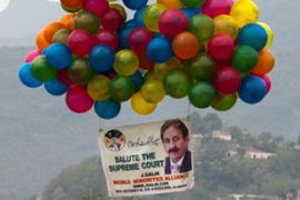 Balloons celebrating supreme court chief justice''s return to work