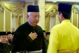 Najib Abdul Razak being sworn in
