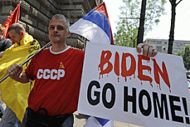 belgrade joe biden protest