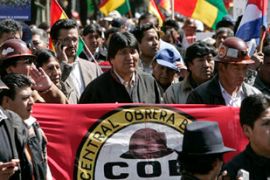 Evo Morales Bolivia president May Day rally
