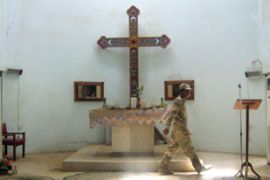 Iraqi soldier in bombed church in Baghdad