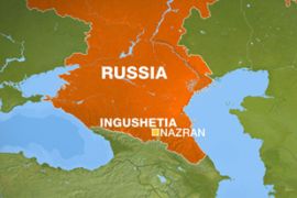 map image - Russia, showing Ingushetia, Nazran