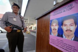 Poster of Noordin Top, Jakarta bombing suspect
