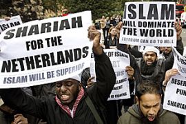 Protest at Geert Wilders'' visit to UK
