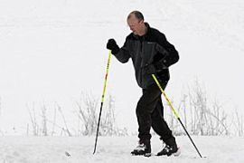 Man cross country skis near Manchester, Europe weather, snow