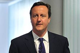 Leader of the British opposition Conservative Party David Cameron