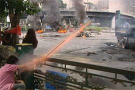 bangkok clashes military protesters continuing standoff - tony birtley pkg