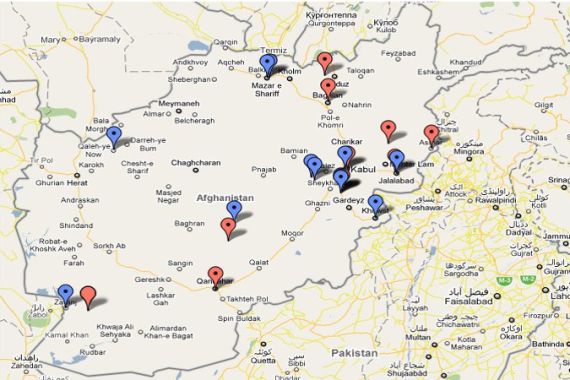 Interactive Google Map for Afghanistan election day