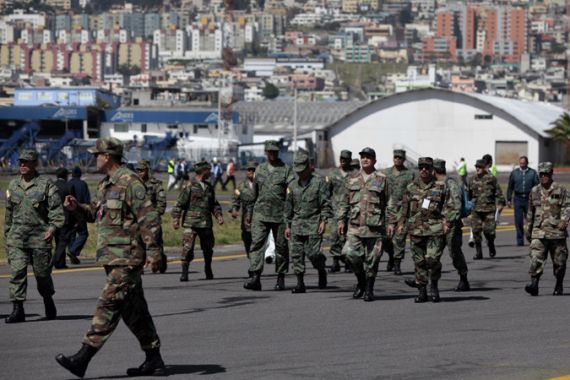 Ecuadorean Army take control of Mariscal Sucre airport in Quito, Ecuador