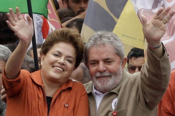 Lula Da Silva, Brazil president, with Dilma Rouseff, presidential candidate