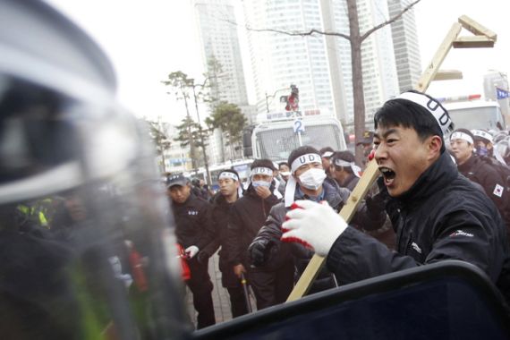 Former South Korean UDT personnel at anti-North Korea protest
