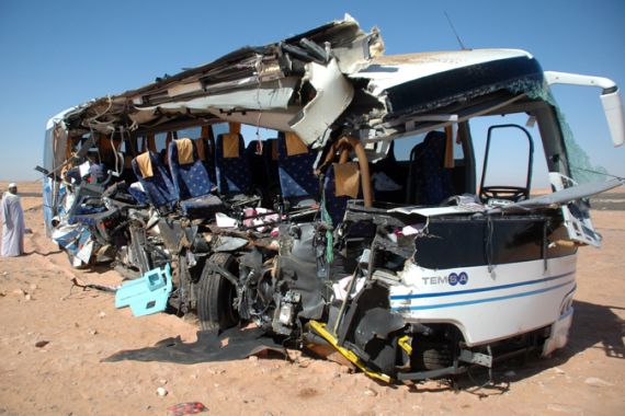 Destroyed bus from Egypt crash