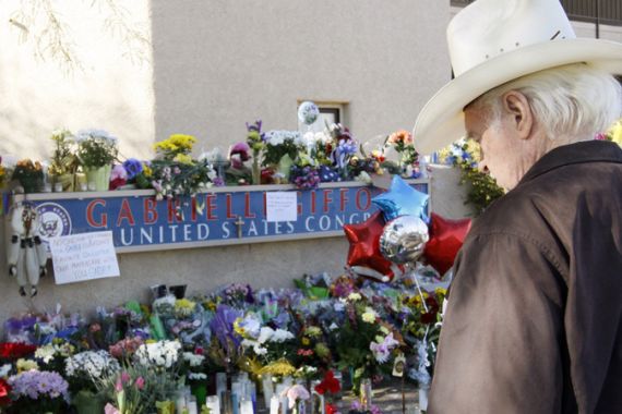 Flowers left outside office of Gabrielle Giffords
