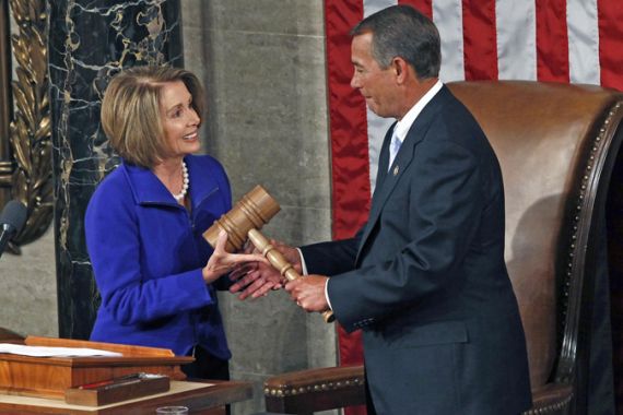 Pelosi hands over to Boehner in US House of Representatives