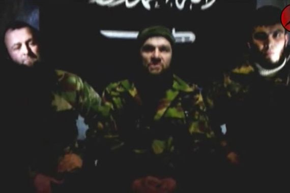 An undated still image taken from video shows the address of Chechen rebels, led by Emir of the Caucasus Doku Umarov