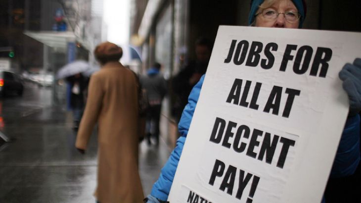 American protester demanding more jobs