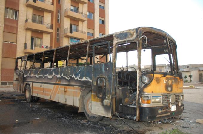 scorched bus
