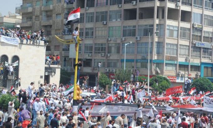Syrians demonstrate after Friday prayers